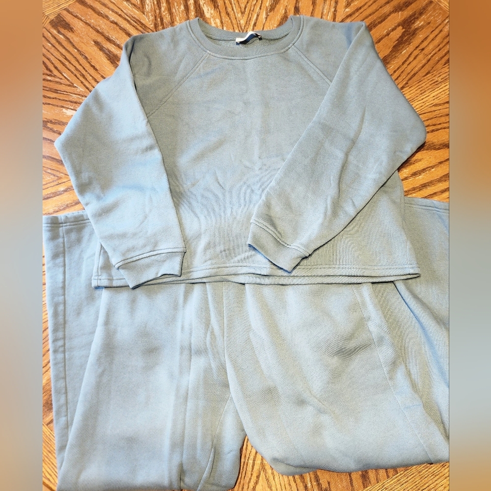 Zenana Outfitters Wide Leg Pants & Top Set in Seafoam Blue